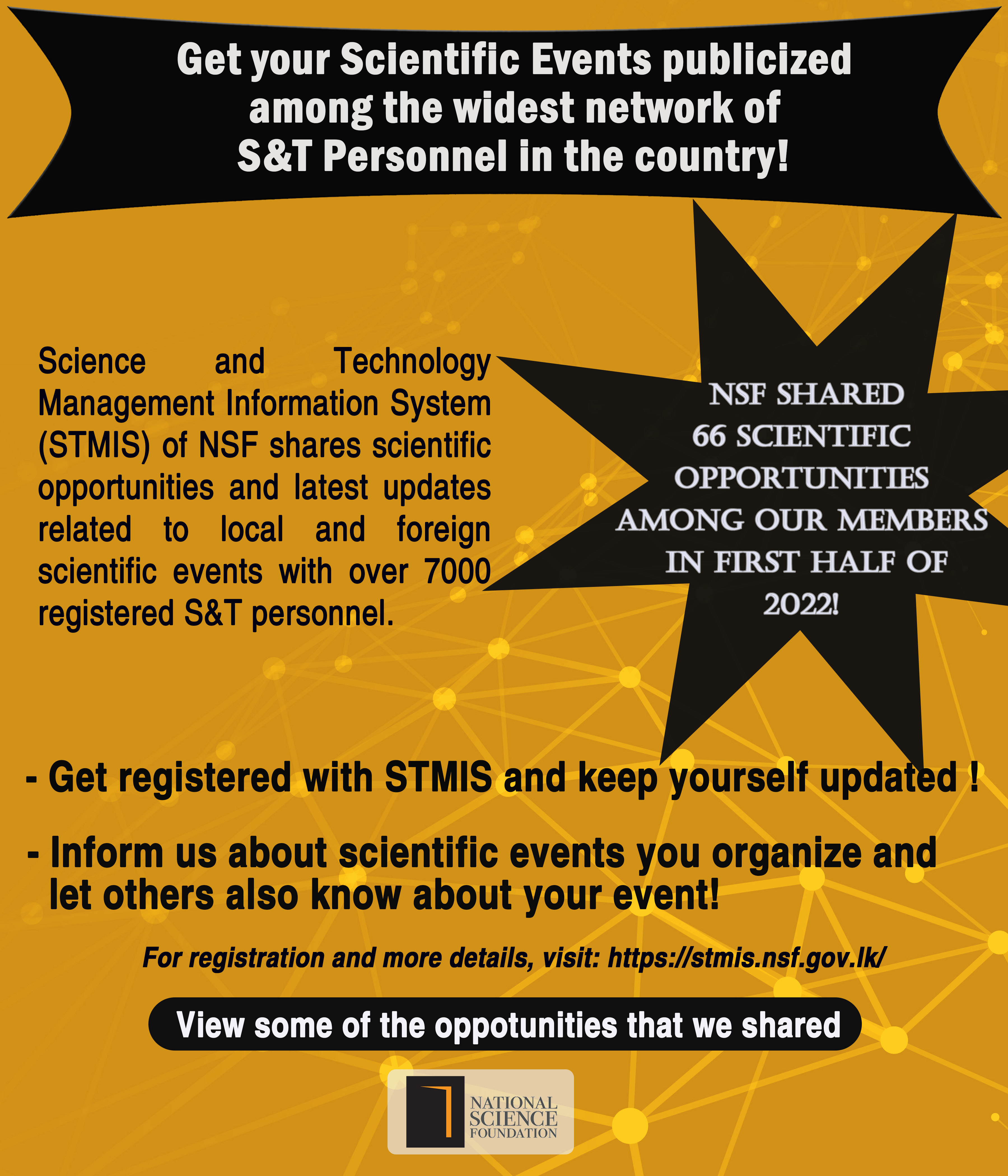 Get your Scientific Events publicized among the widest S &amp; T network