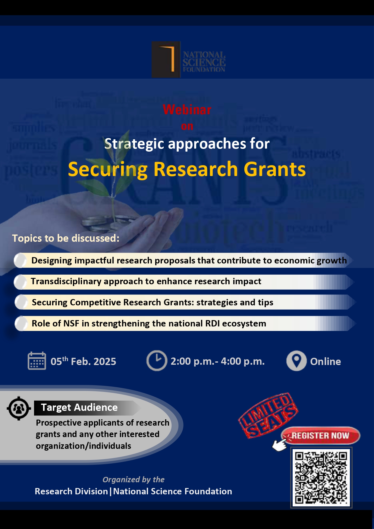 Webinar on Strategic approaches for Securing Research Grants