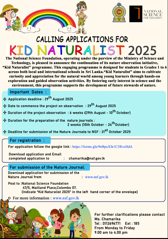 Calling Applications for Kid Naturalist 2025