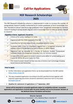 Call for Applications – NSF Research Scholarships - 2025