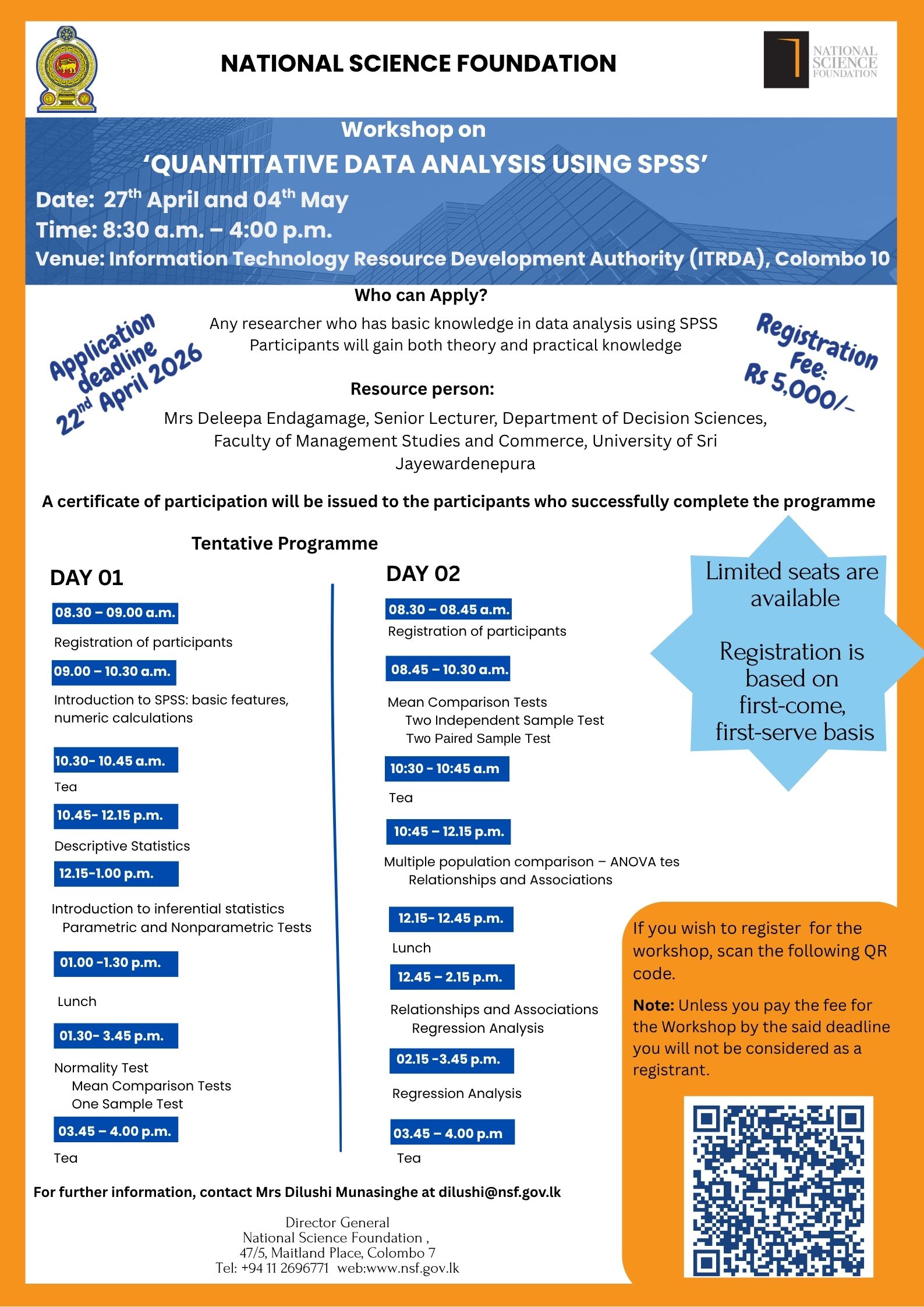 Workshop on 'Quantitative Data Analysis using SPSS'