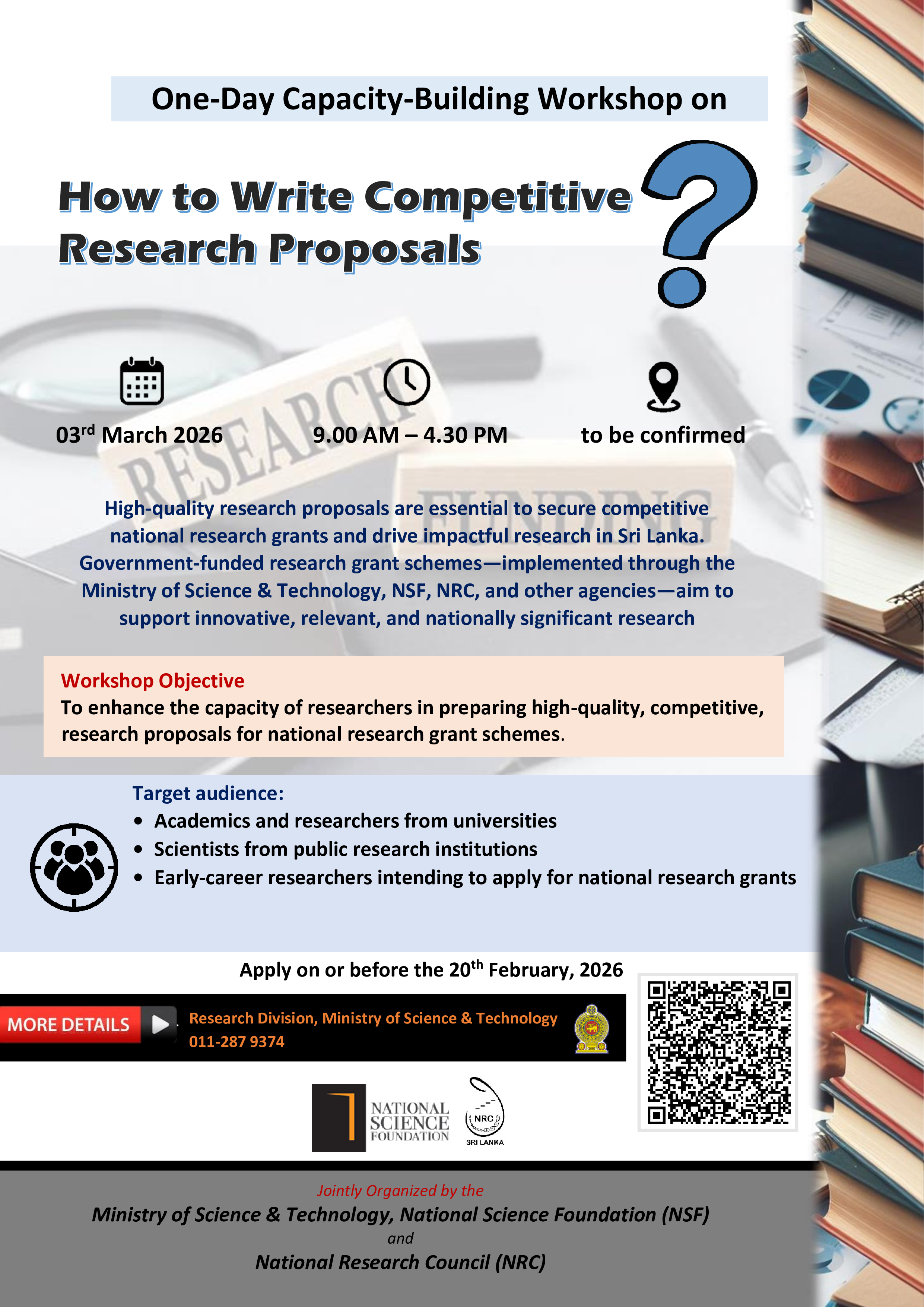 One-Day capacity building Workshop on "How to Write Competitive Research Proposals?"