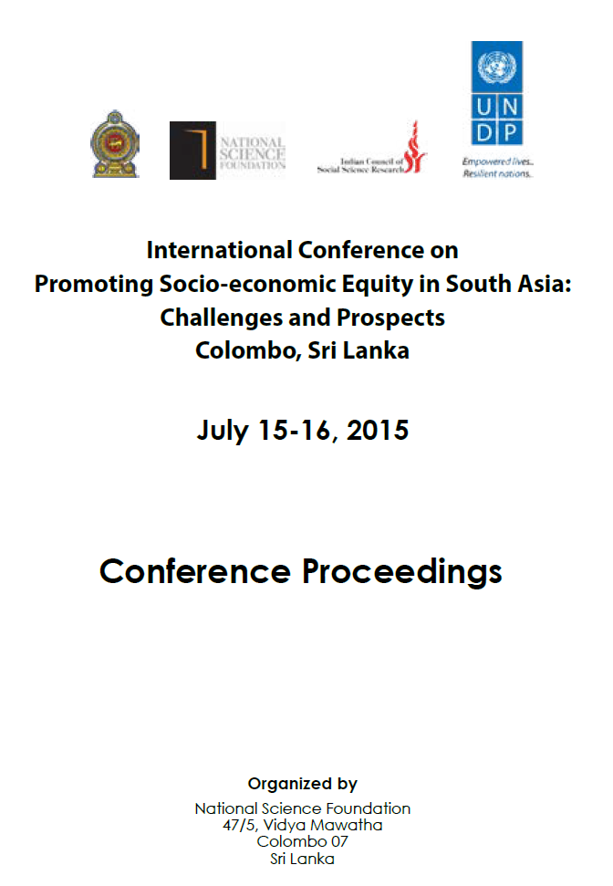 International Conference on Promoting Socio-economic Equity in South Asia: Challenges and Prospects Colombo, Sri Lanka